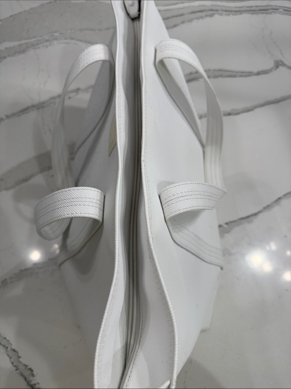 Lacoste White PVC Textured Tote Bag - Picture 7 of 12